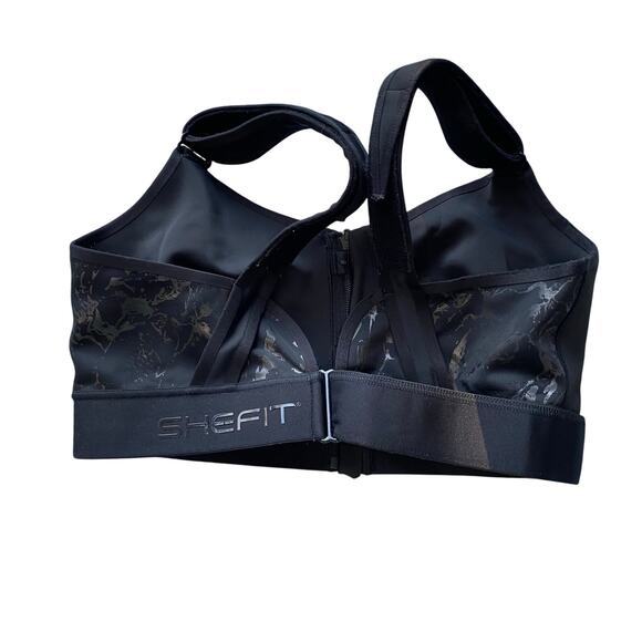Shefit Flex Sports Bra Black and Silver Medium Impact Bra Size 3 Luxe - Picture 2 of 9